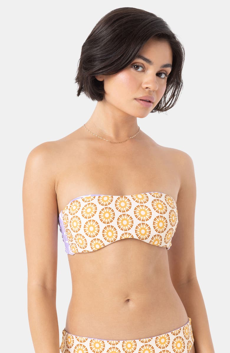 Roxy Sunshine State of Mind Reversible Bandeau Bikini Top, Alternate, color, Purple Multi