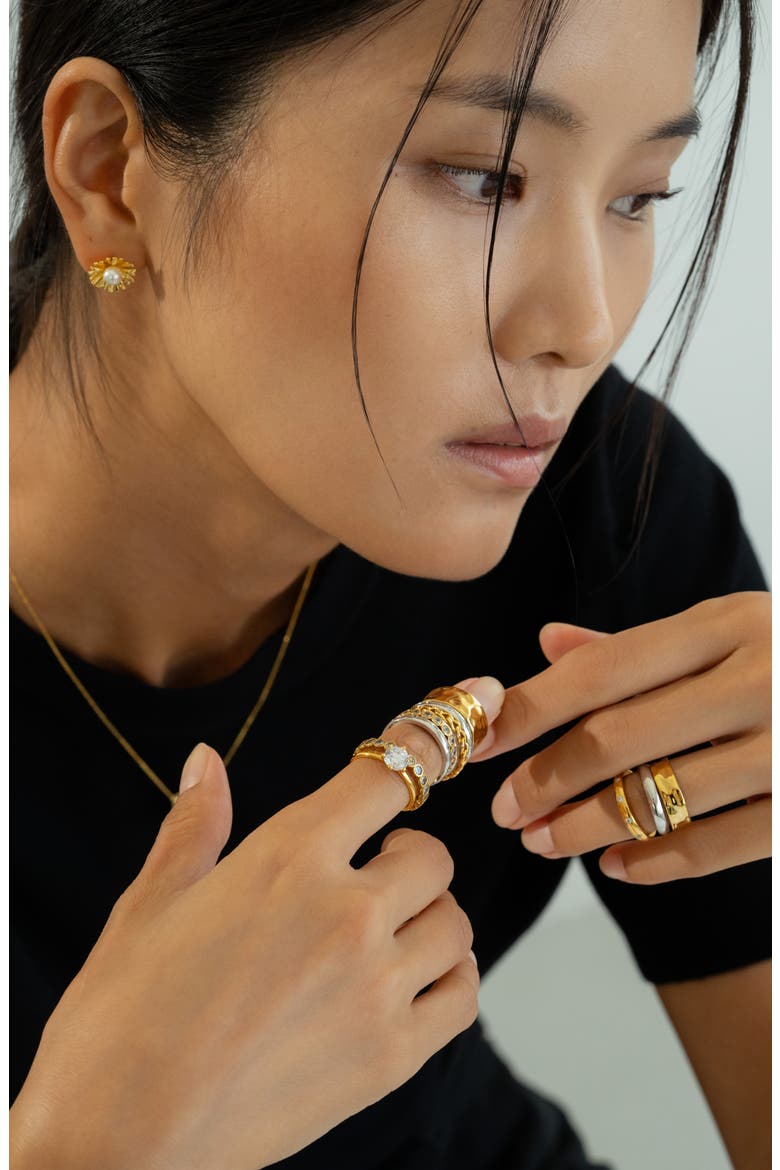 Sterling Silver 18k Gold Plated Ingrid Ring Delicate Modern Dainty, Alternate, color, Silver