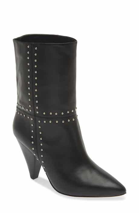 Avec Les Filles Ada Studded Pointed Toe Genuine Suede Bootie