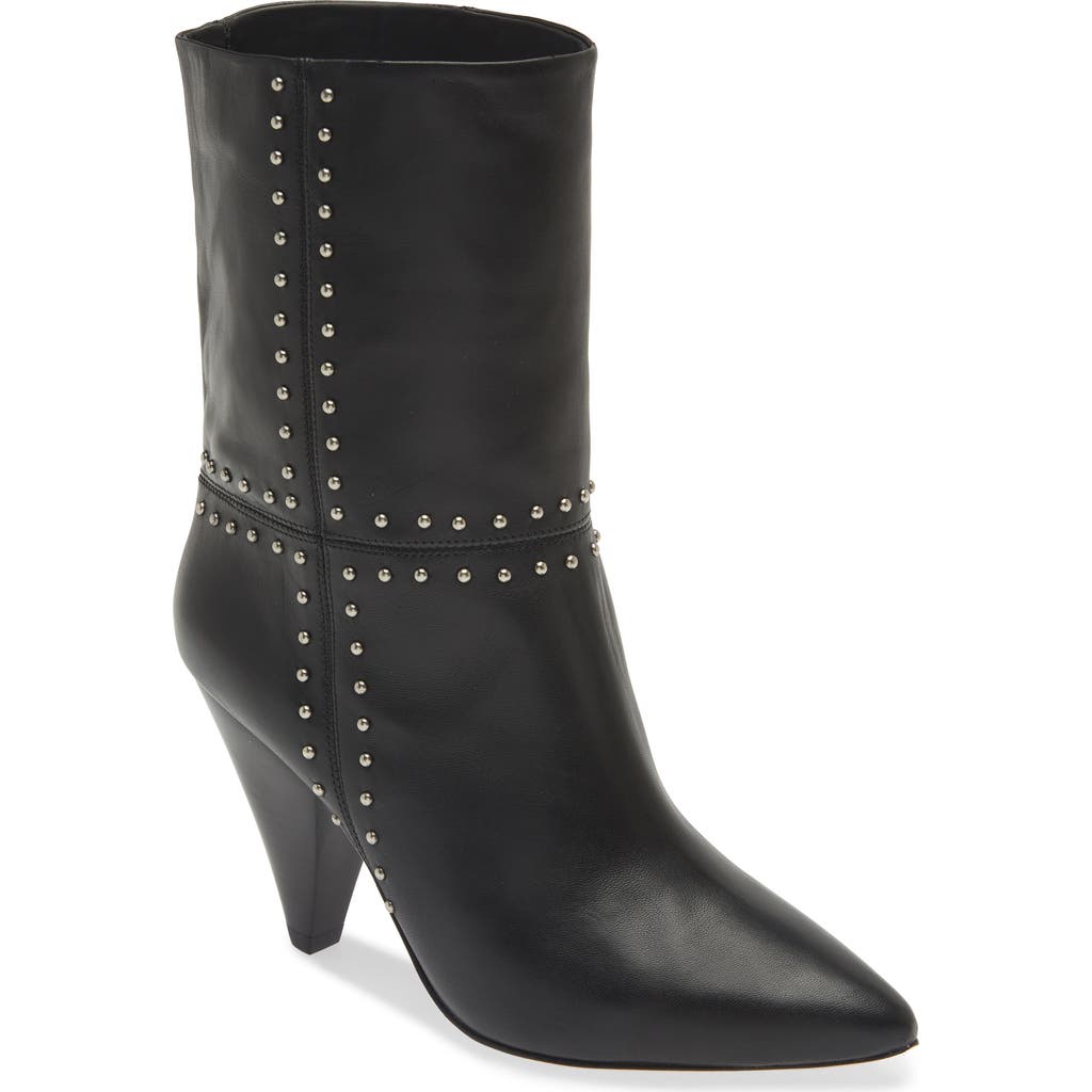 Kaanas Ada Studded Pointed Toe Genuine Suede Bootie In Black