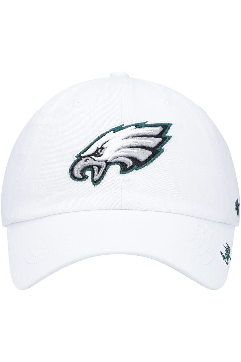 Women's '47 White Philadelphia Eagles Miata Clean Up Logo Adjustable Hat, Alternate, color, White