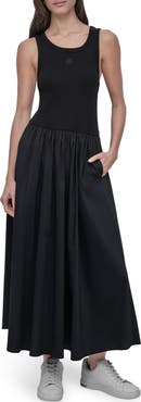 DKNY Jeans Mixed Media Maxi Dress