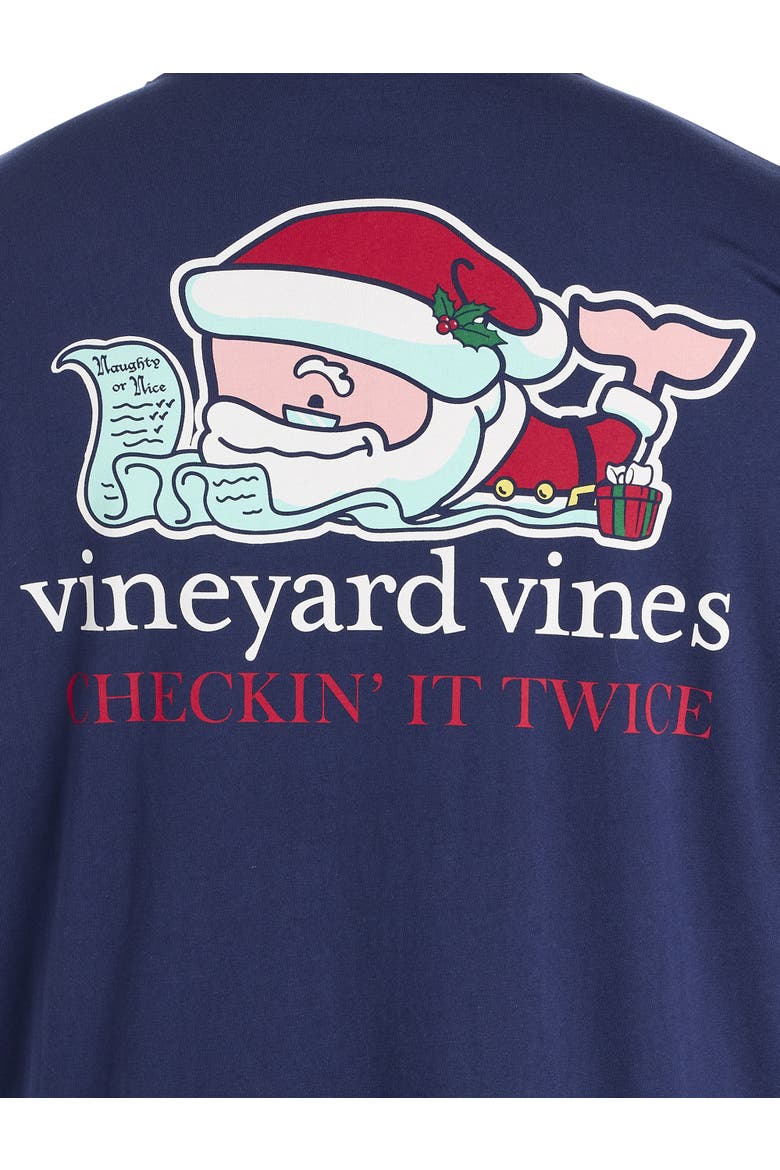 Big & Tall Santa Whale Long-Sleeve Pocket T-Shirt, Alternate, color, NAUTICAL NAVY