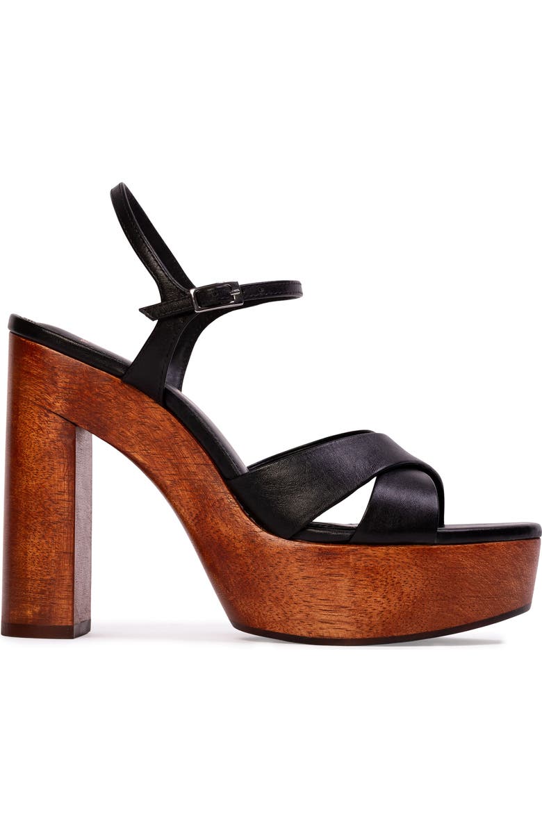 BLACK SUEDE STUDIO Rhae Ankle Strap Platform Sandal, Alternate, color, Black Leather