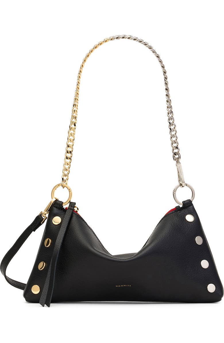 HAMMITT Kyle Revival Leather Shoulder Bag, Main, color, Black/Gold-Silver Red-Zip