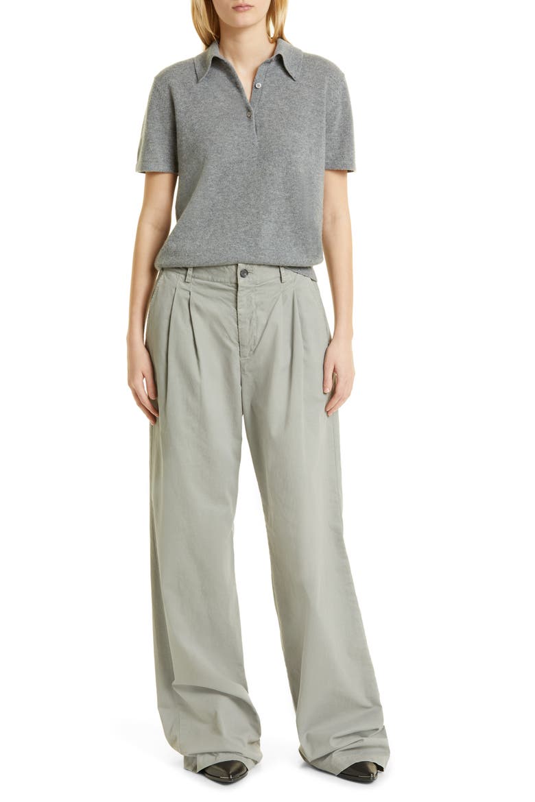 Milos Cashmere Polo Sweater, Alternate, color, LIGHT GREY MELANGE