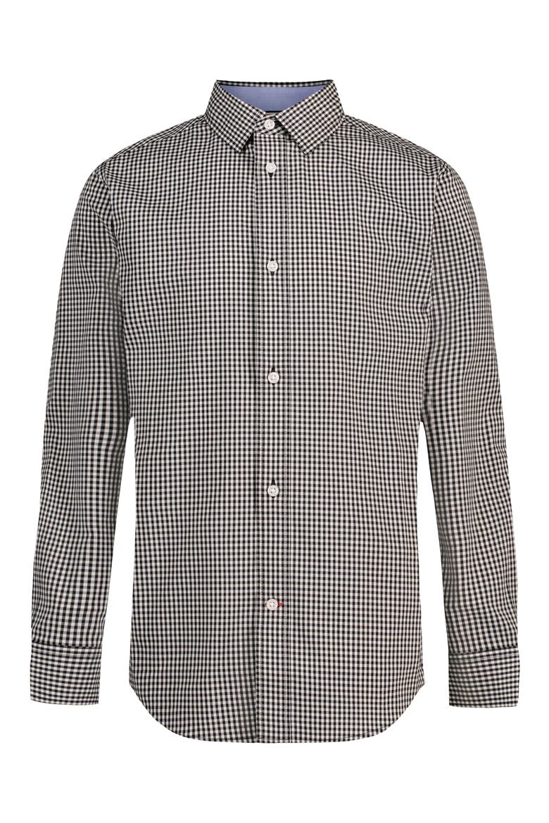 Kids' Long Sleeve Stretch Dress Shirt, Main, color, BLACK