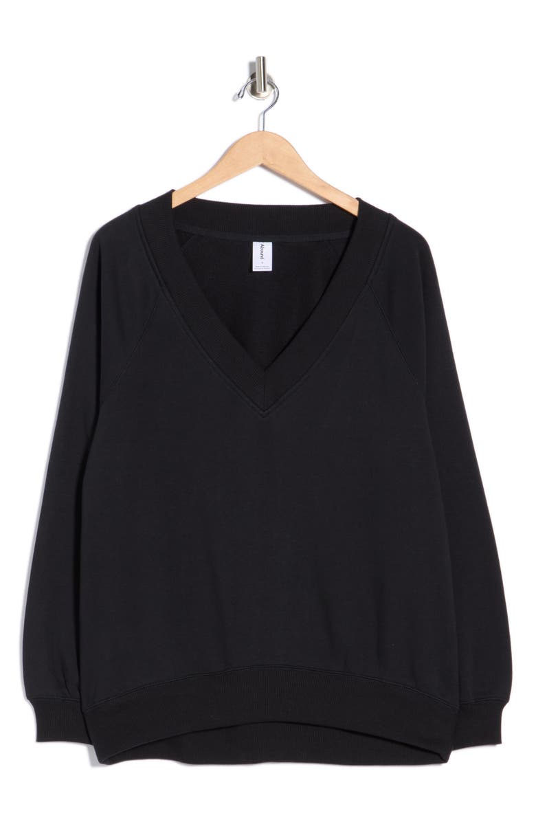 Abound Fleece V-Neck Sweater, Alternate, color, Black