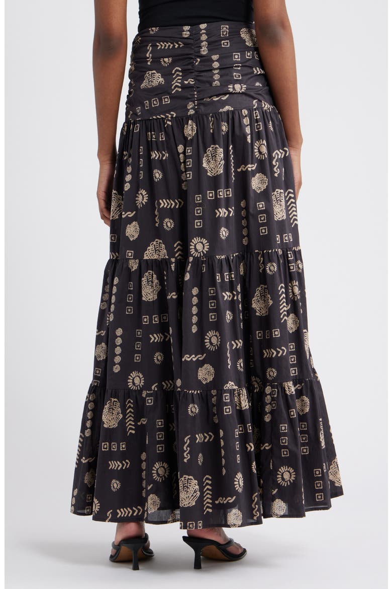 Agatha Floral Tiered Cotton Maxi Skirt, Alternate, color, BEACH SHELLS