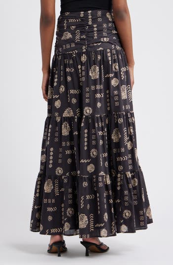 【PORTERNA】Lagan Cotton Long Skirt 100% Organic Cotton Poplin Tiered Maxi Skirt