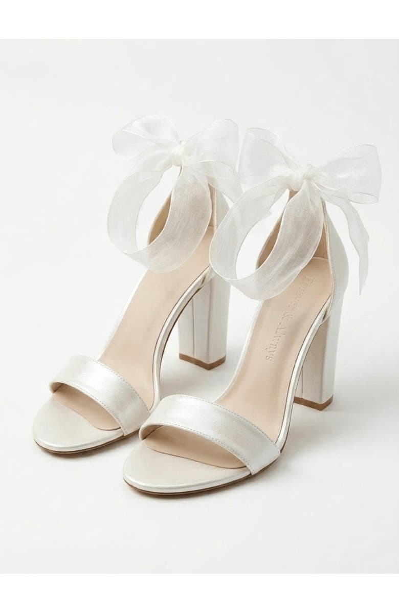 Forever & Always Shoes Aviora Block Heel Wedding Sandal, Alternate, color, Ivory
