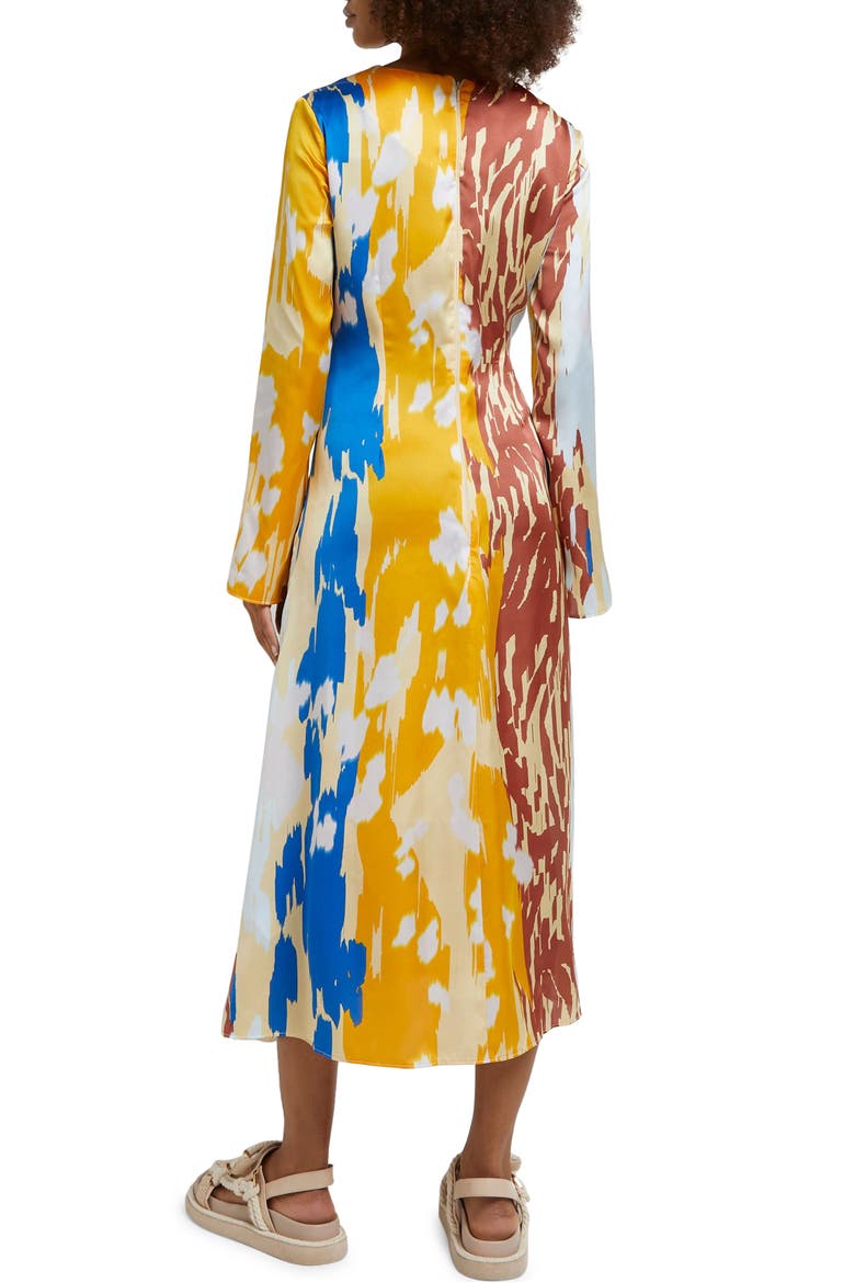 Long Sleeve Satin Midi Dress, Alternate, color, ORANGE
