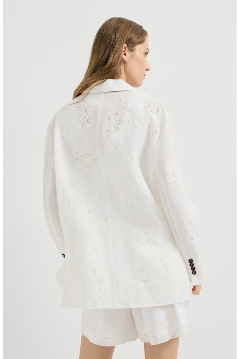 Cotton organza blazer with dazzling broderie anglaise with monili, Alternate, color, White