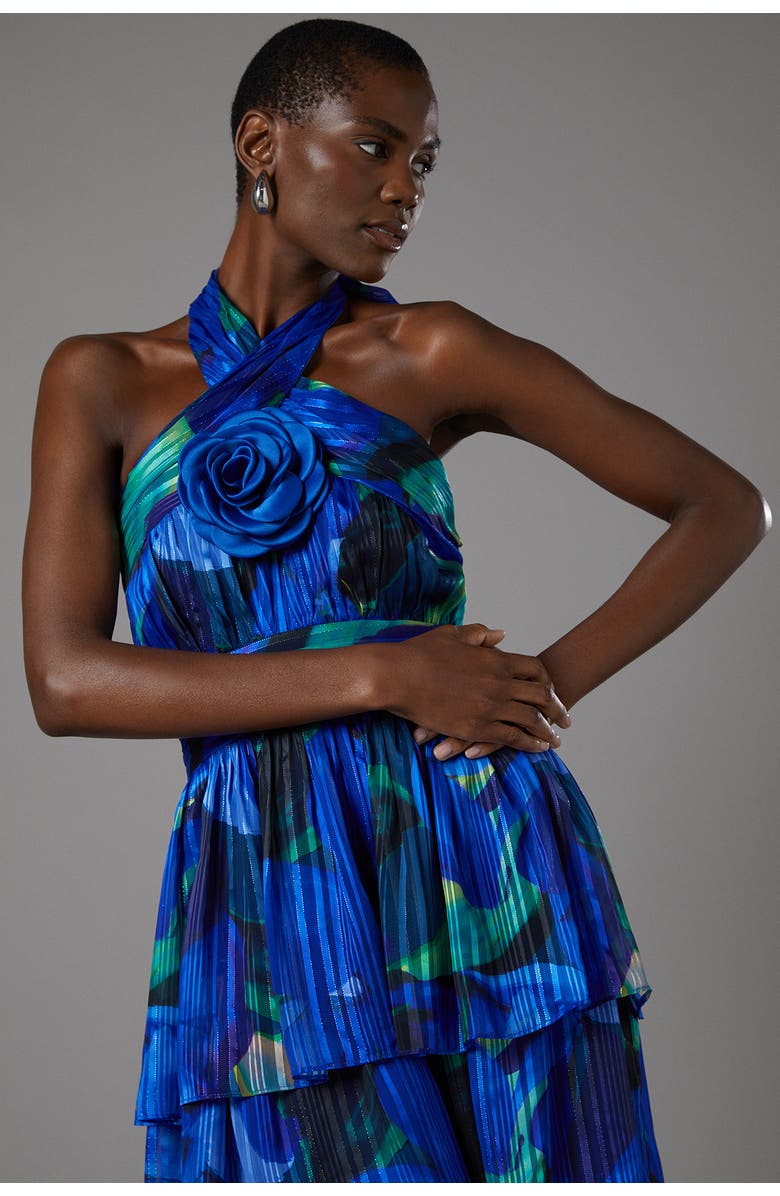 Coast Tiered Halter Tie Neck Maxi Dress, Alternate, color, Blue