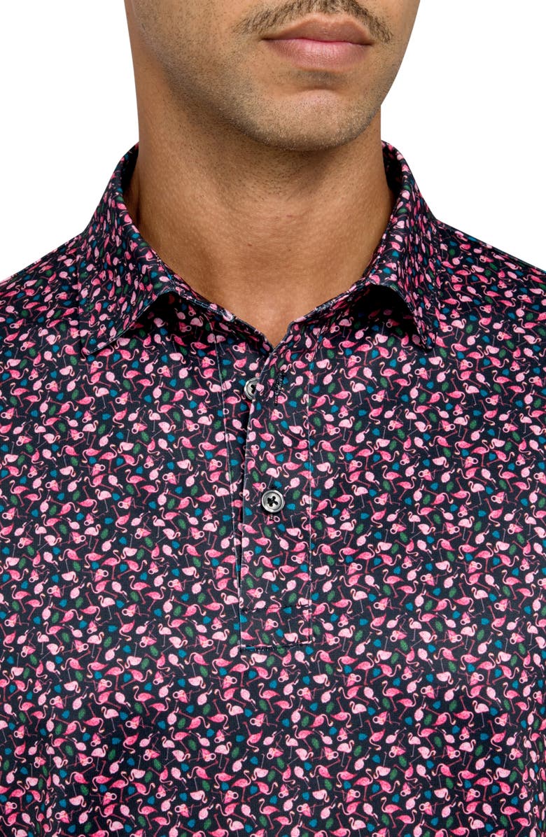CONSTRUCT Micro Flamingo Print Performance Golf Polo, Alternate, color, Black/Multi