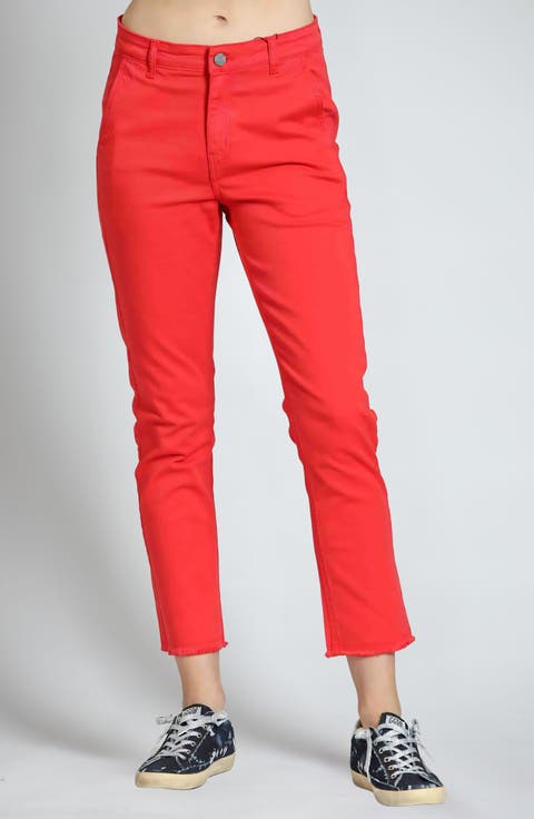 Raw Hem Mid Rise Crop Trouser Jeans