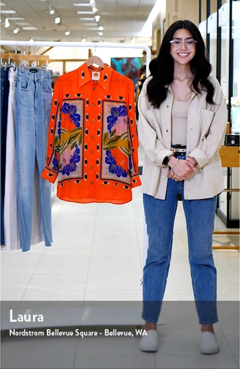 Surreal Scarf Print Button-Up Shirt, sales video thumbnail