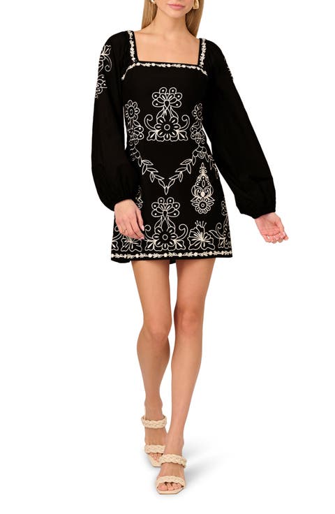 Embroidered Long Sleeve Minidress
