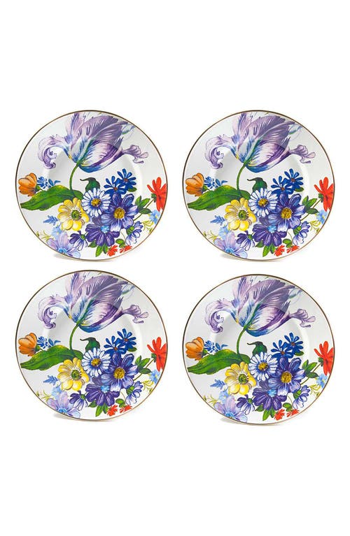 Mackenzie-childs Mackenzie Childs Flower Market Set Of 4 Enameled Steel Dinner Plates In Multi