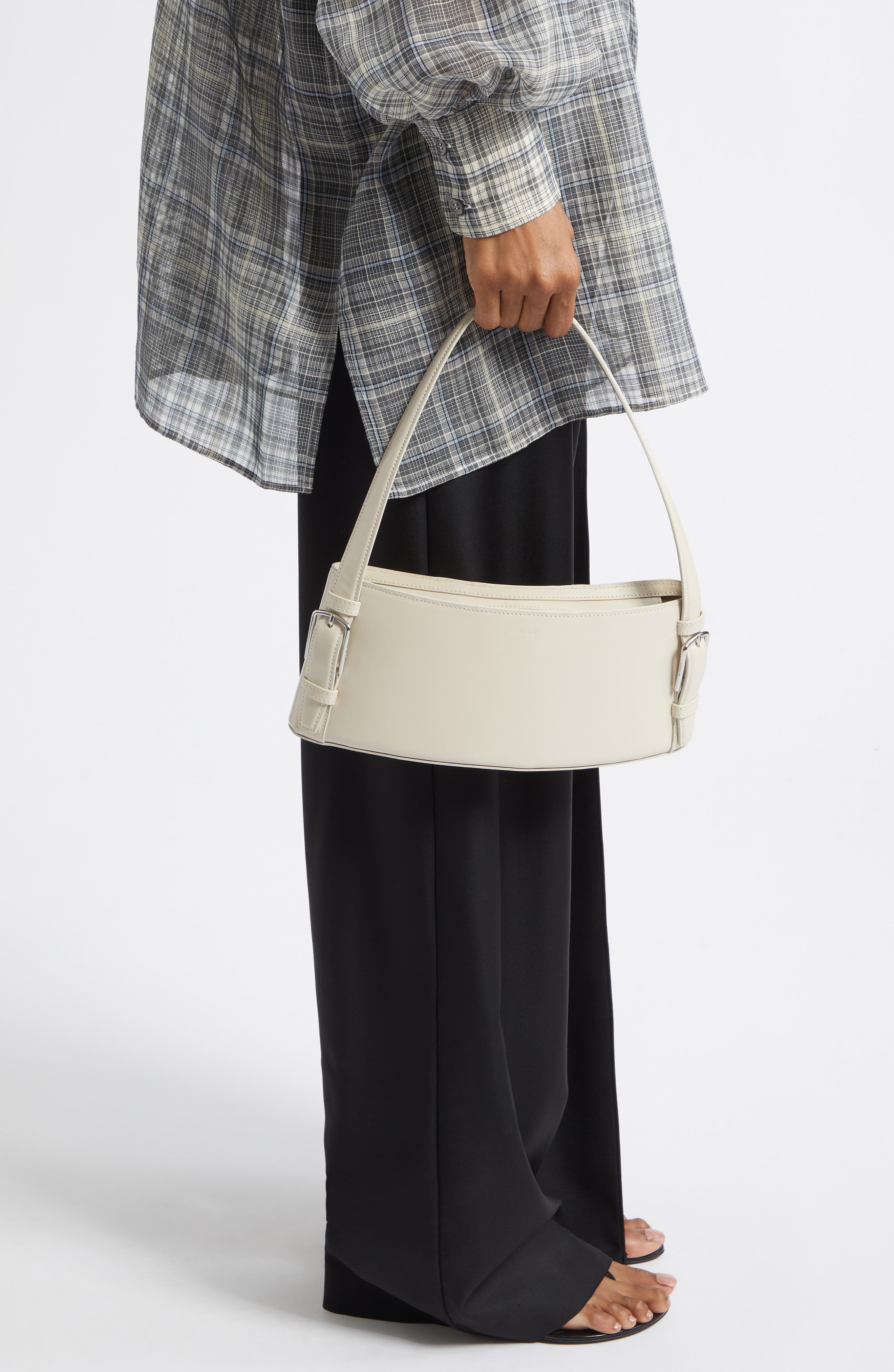 Coperni Ergonomic Leather East/West Shoulder Bag, Alternate, color, Beige Bei
