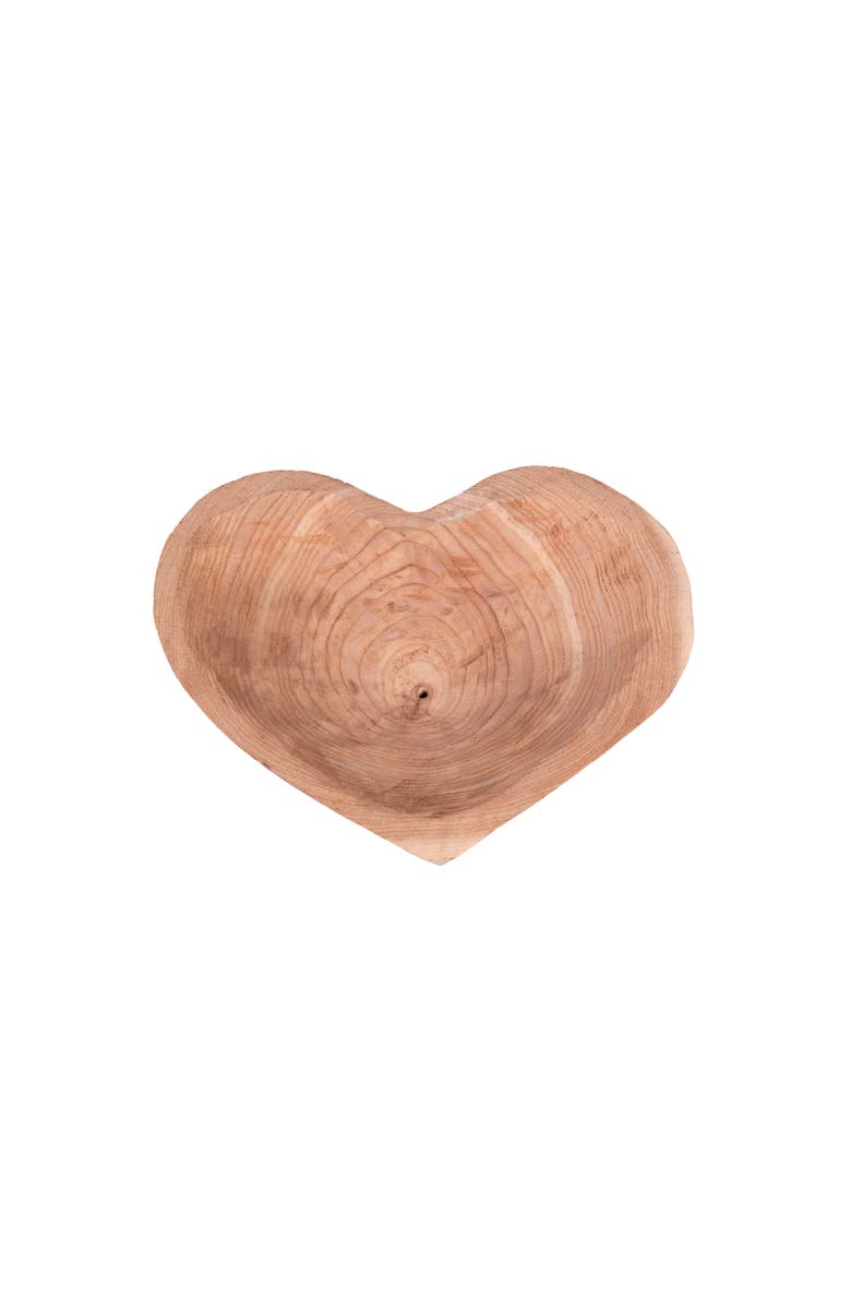Storied Home Decorative Chinaberry Wood Heart Shaped Bowl, Main, color, Brown