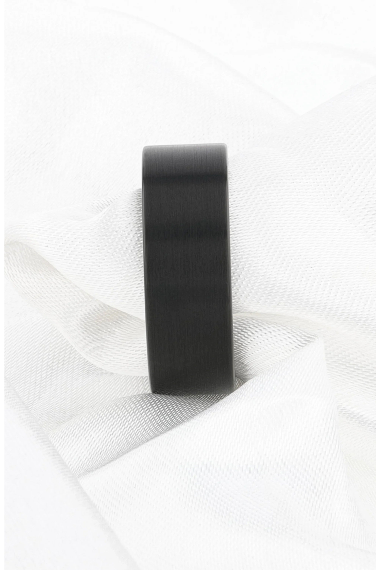 San Antonio Flat Tungsten Carbide Band With Brushed Finish, Alternate, color, Black 10mm