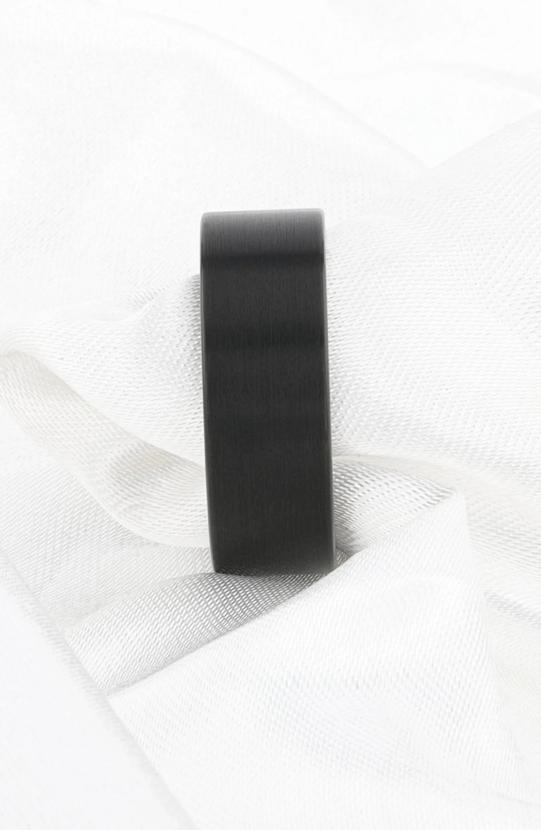 Larson Jewelers San Antonio Flat Tungsten Carbide Band With Brushed Finish, Alternate, color, Black 4Mm