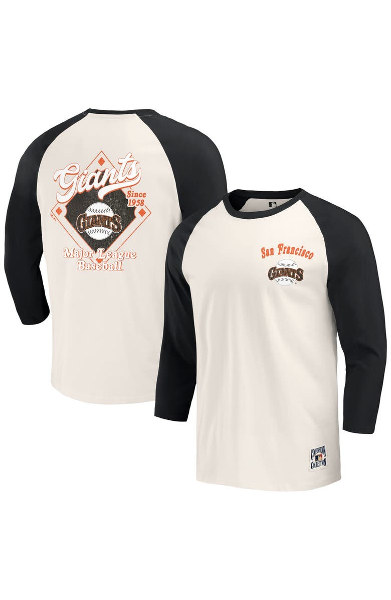 Darius Rucker Collection by Fanatics Men's Darius Rucker Collection by Fanatics Black/White San Francisco Giants Cooperstown Collection Raglan 3/4-Sleeve T-Shirt, Main, color,