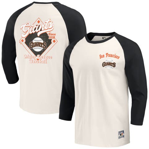 Men's Darius Rucker Collection by Fanatics Black/White San Francisco Giants Cooperstown Collection Raglan 3/4-Sleeve T-Shirt