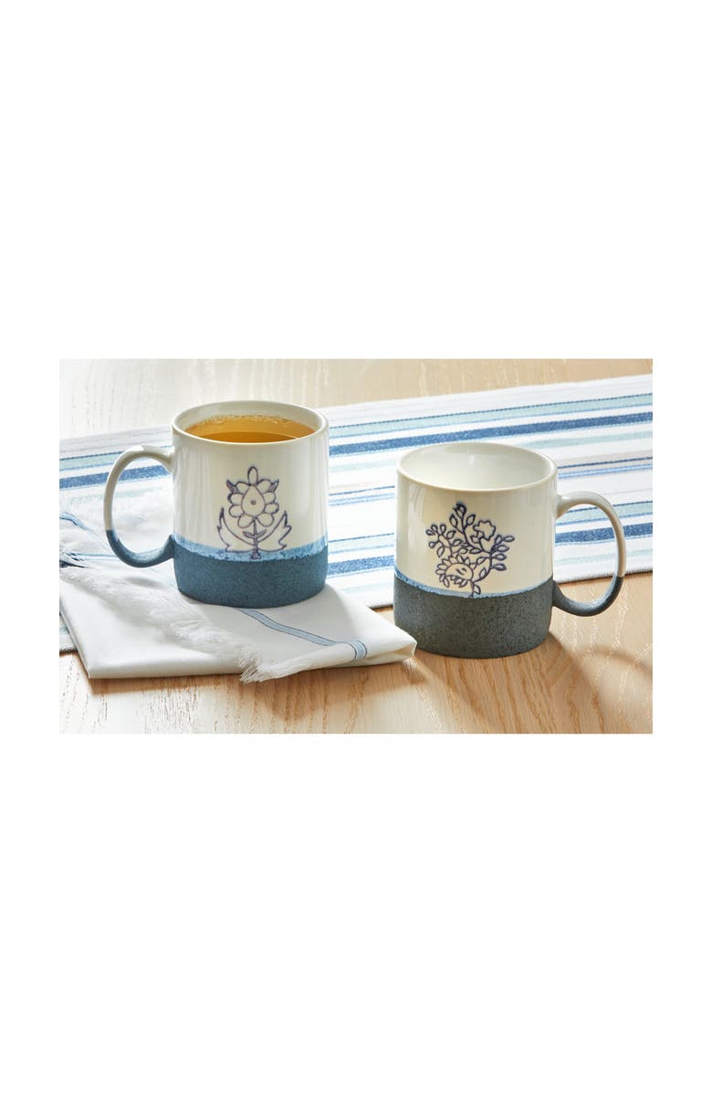 tag Vine Block Print Ceramic Mug Multicolor Spring Drinkware, Alternate, color, Multicolored