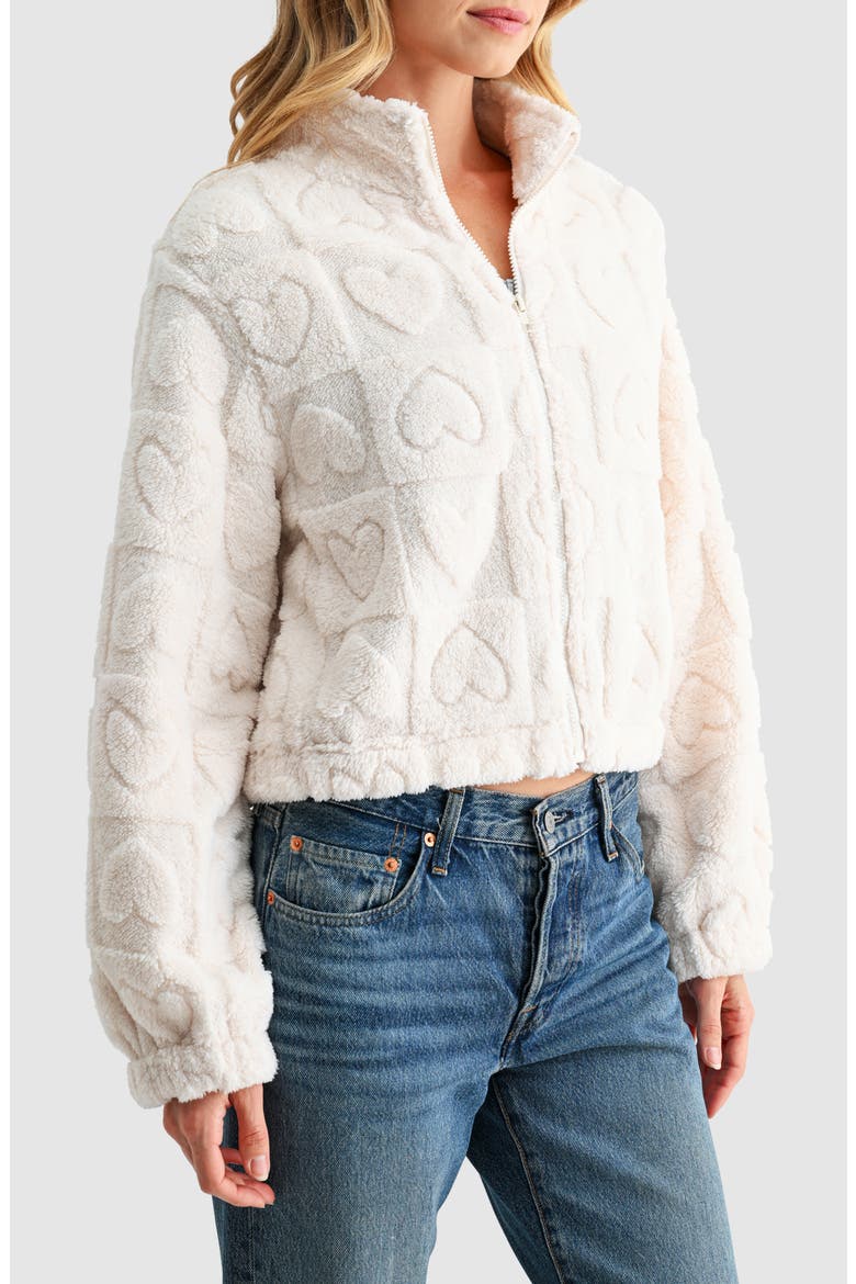 Heart Shape Fleece Jacket, Alternate, color, CREAM