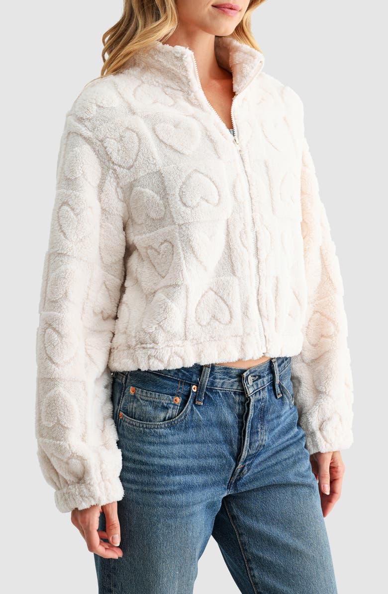 Lush Heart Shape Fleece Jacket, Alternate, color, Cream