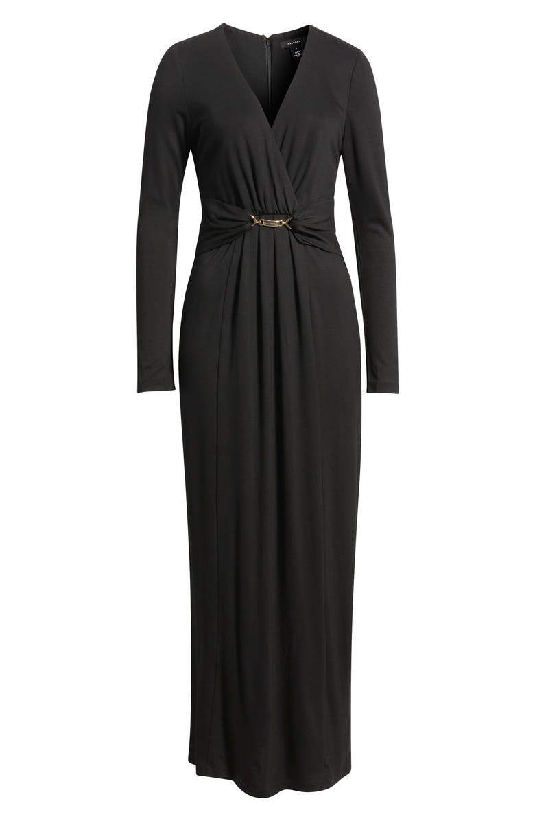 Halogen<sup>®</sup> Wrap Front Long Sleeve Maxi Dress, Alternate, color, Rich Black