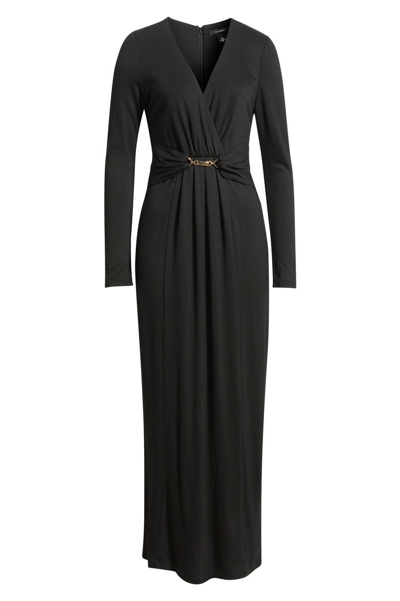 long sleeve wrap front maxi dress Women's Coast Muse Floral Long Sleeve Wrap Front Gown, Ivory