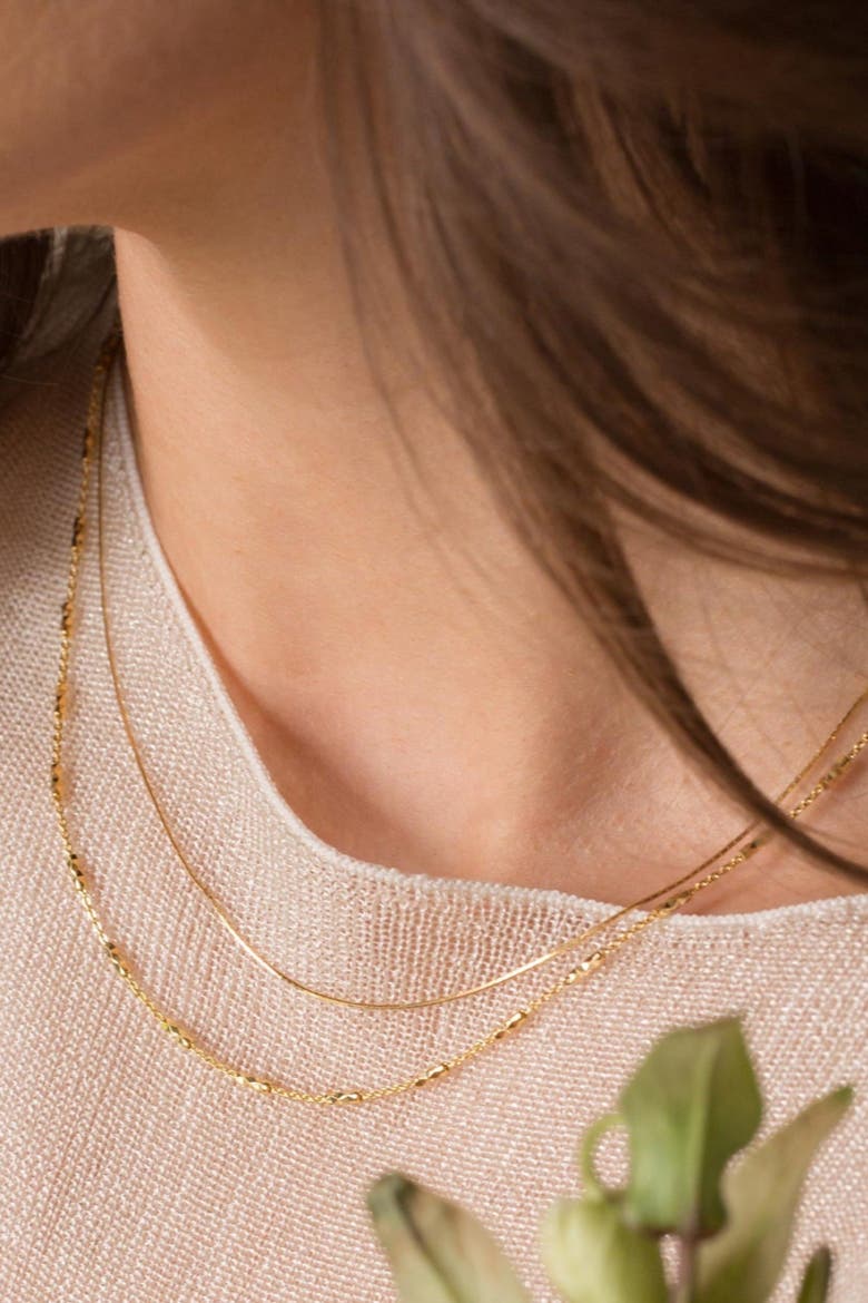 Sterling Silver 18k Gold Plated Juliana Necklace Dainty Sparkle Layering, Alternate, color, Gold
