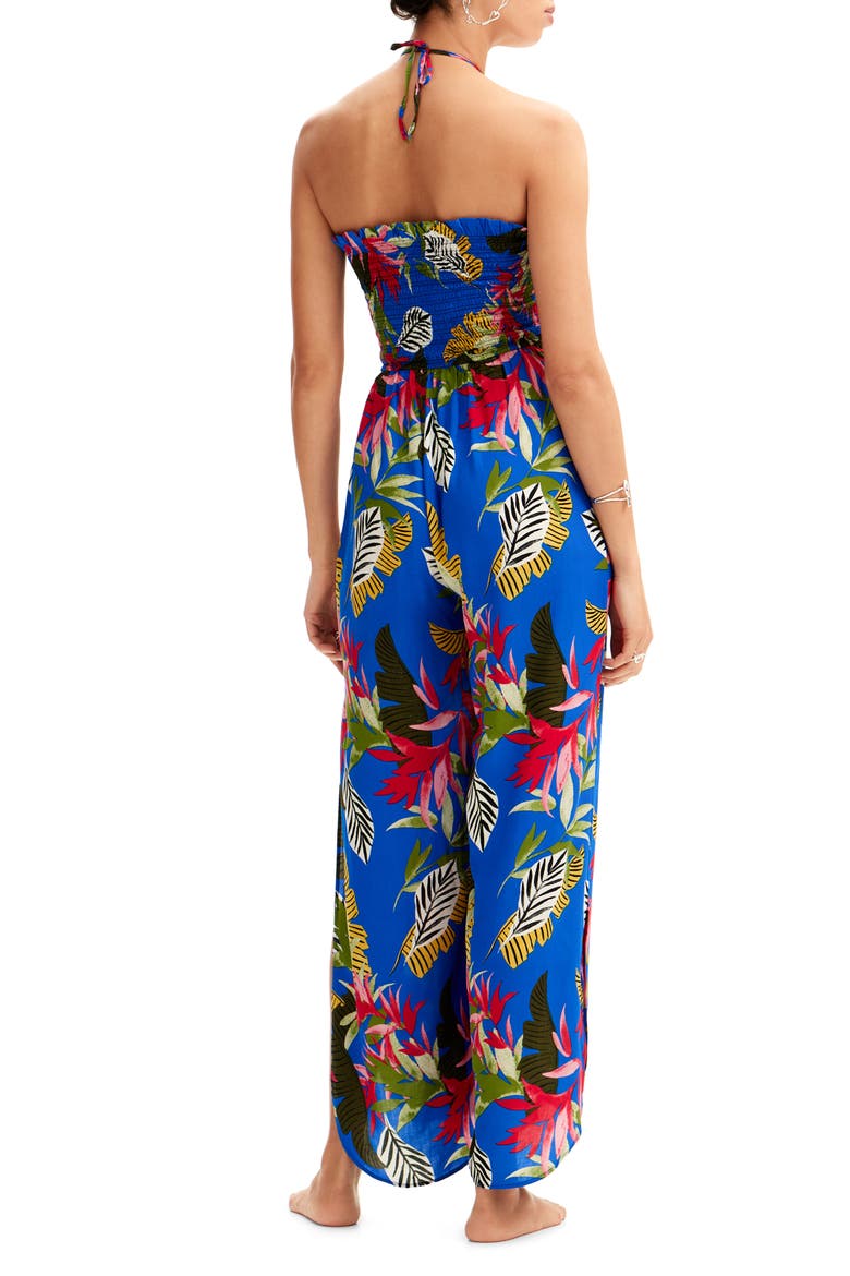 Tropical Halter Neck Jumpsuit, Alternate, color, BLUE