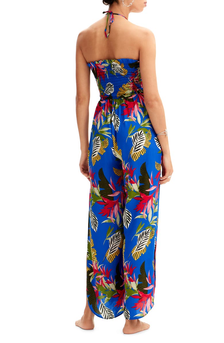 Desigual Tropical Halter Neck Jumpsuit, Alternate, color, 