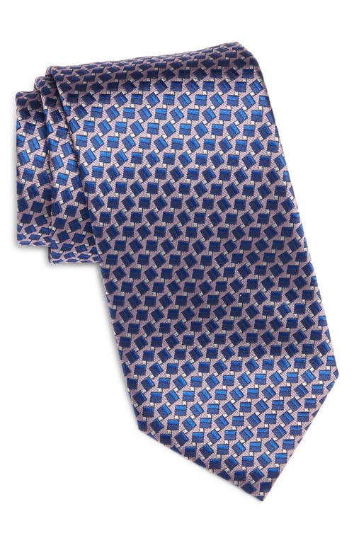 Canali Geometric Silk Jacquard Tie In Pink