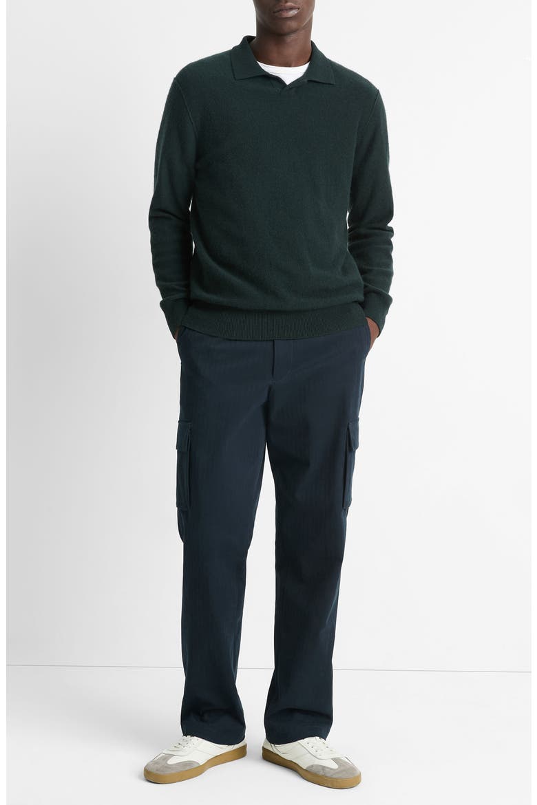 Boiled Cashmere Johnny Collar Sweater, Alternate, color, DEEP JEWEL