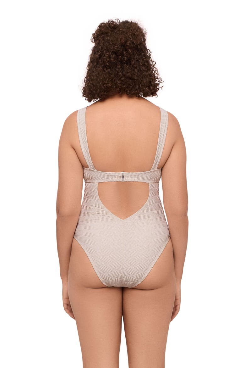 Smoothing and Sculpting Basket Weave Sweetheart U-Wire One-Piece Swimsuit, Alternate, color, Bone Basket Weave
