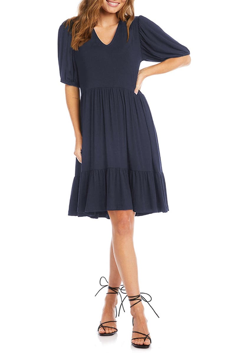 Karen Kane Puff Sleeve Tiered Dress, Main, color, 
