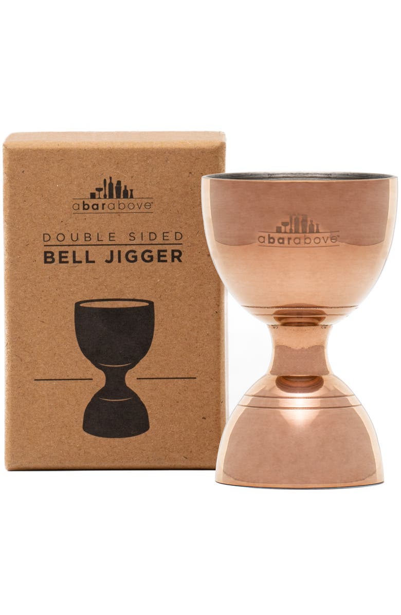 A Bar Above Antique Copper Bell Cocktail Jigger, Alternate, color, Antique Copper