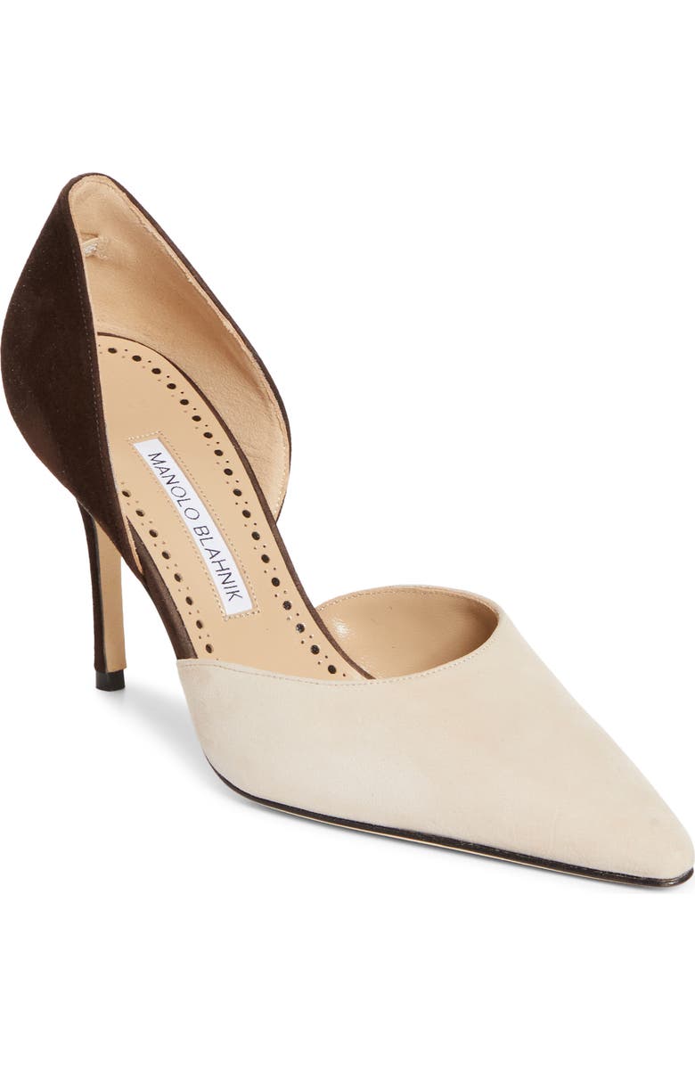 Manolo Blahnik Taylerbinu d'Orsay Pump, Main, color, Light Beige/ Dark Brown