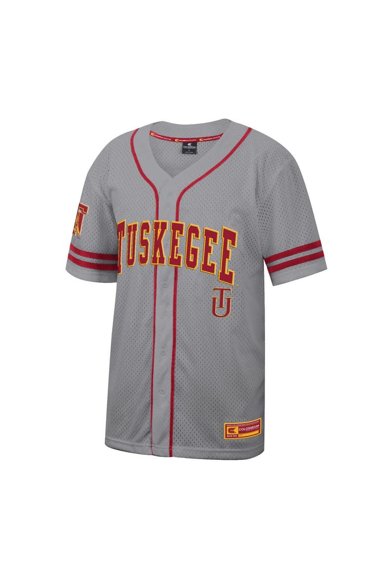 Men's Colosseum Gray Tuskegee Golden Tigers Free Spirited Baseball Jersey, Alternate, color, Gray