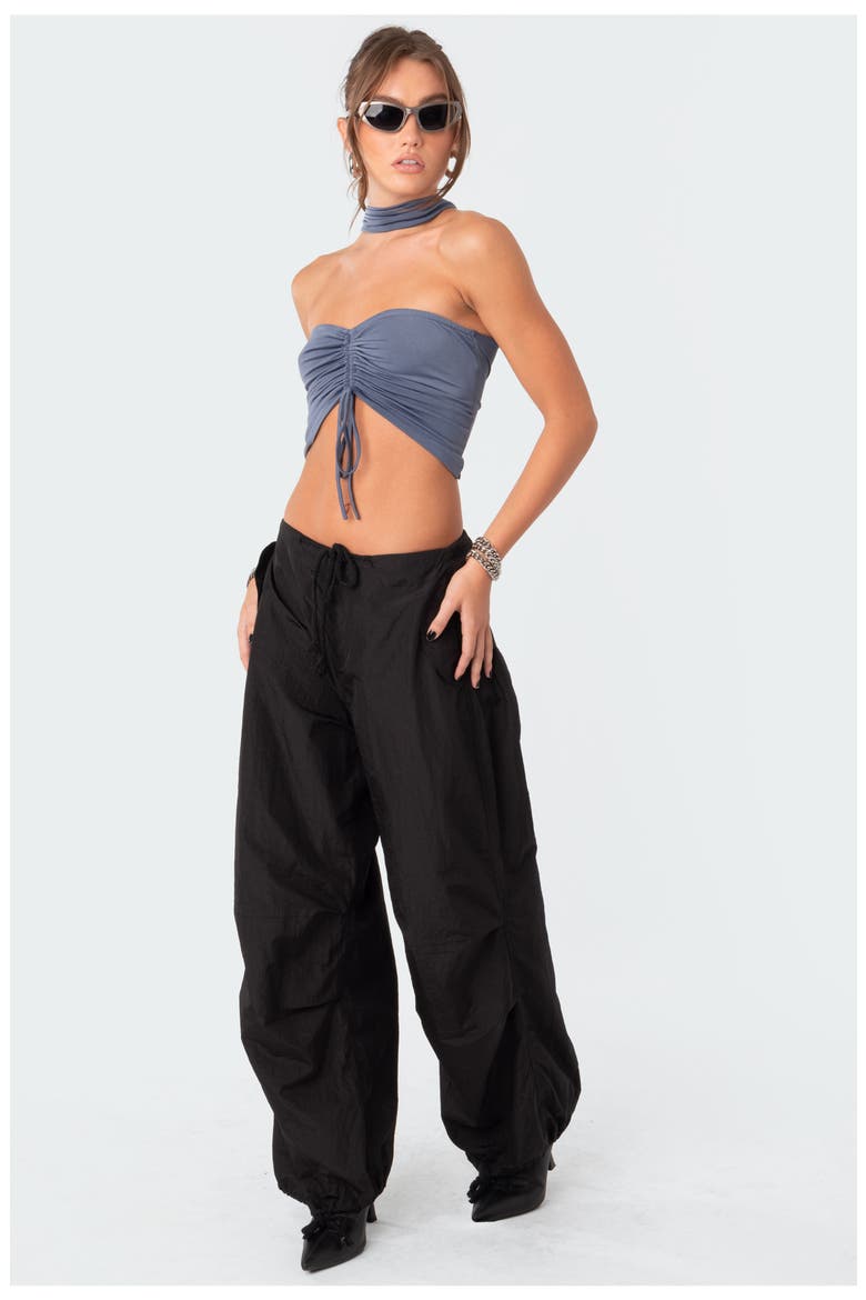 Paloma Cropped Drawstring Choker Top, Alternate, color, BLUE