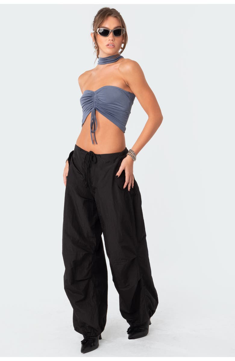 EDIKTED Paloma Cropped Drawstring Choker Top, Alternate, color, 