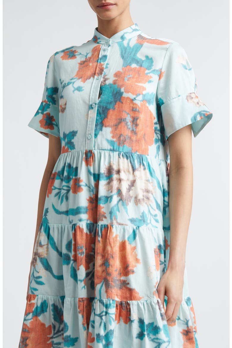 Floral Print Tiered Cotton Dress, Alternate, color, TRAILING POPPY DREAM BLUE
