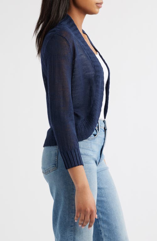 Nic + Zoe Nic+zoe Linen Blend Bolero Cardigan In Blue
