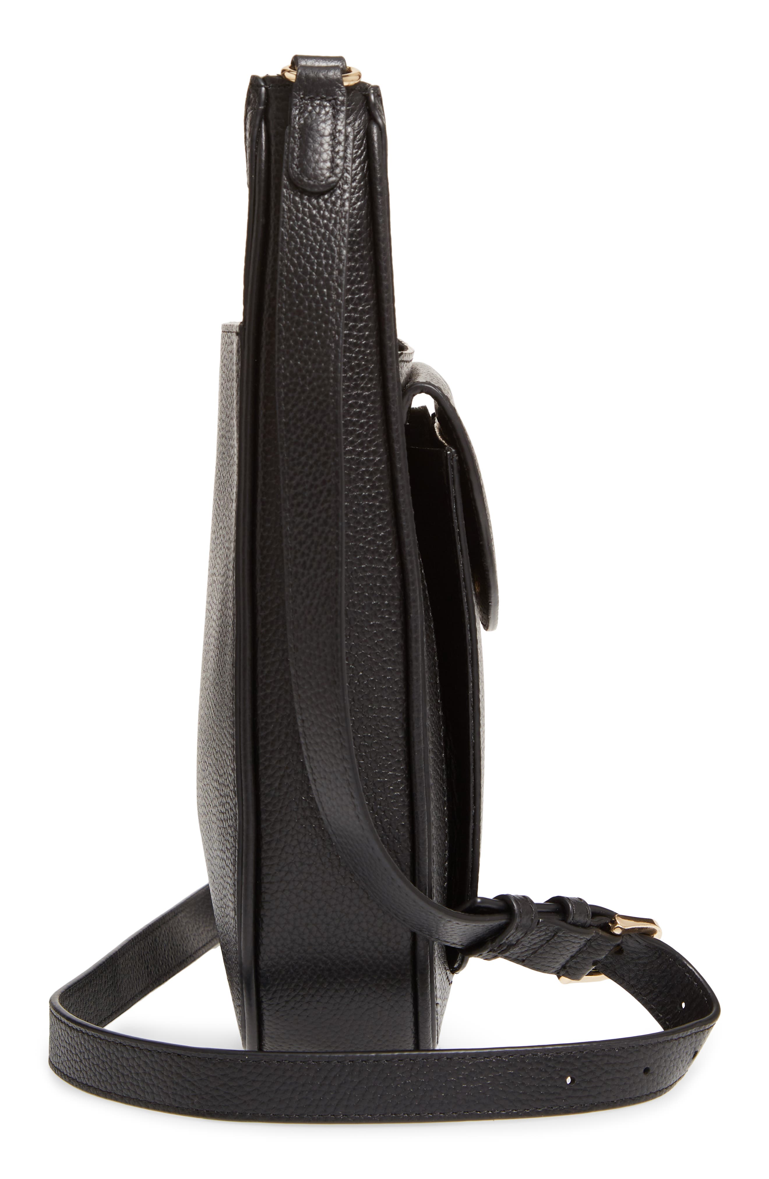 Emma Leather Crossbody Bag, Alternate, color, BLACK