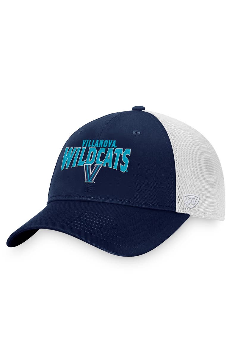 TOP OF THE WORLD Men's Top of the World Navy/White Villanova Wildcats Breakout Trucker Snapback Hat, Main, color, 